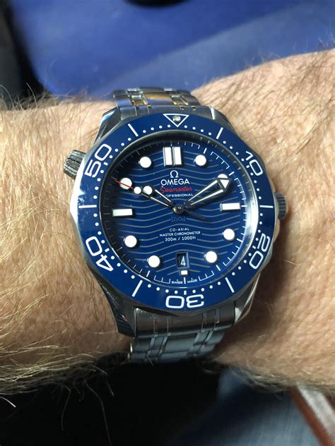 omega seamaster blu|Omega Seamaster blue band.